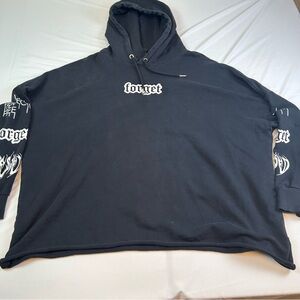 Black “FORGET” Graphic Hoodie Oversized Punk Streetwear